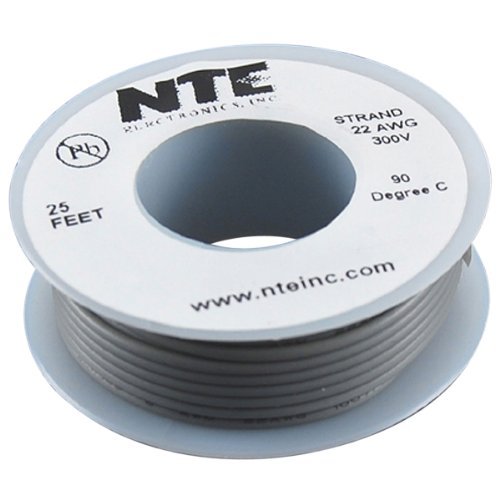 NTE Stranded 24 AWG Hook-Up Wire Gray 25 ft.