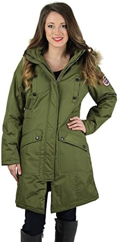 Canadian Outdoors Women's Parka Coat with Faux Fur Hood Green Size M