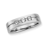 14K White Gold 1/3 ct. Round and Princess Cut Diamond Men's Ring