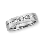 Sterling Silver 1/3 ct. Round and Princess Cut Diamond Men's Ring