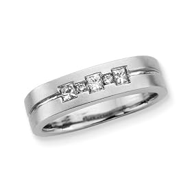 14K White Gold 1/3 ct. Round and Princess Cut Diamond Men's Ring