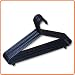 10 QUALITY BLACK PLASTIC COAT HANGERS - All Purpose 37cm wide