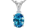 2.56 cts 10x8 Genuine Blue Topaz Pendant - 14kt White or Yellow Gold