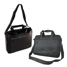Perry Ellis Mens Leather Briefcase Messenger Bag