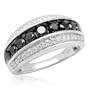 10k White Gold Black & White Diamond Anniversary Ring (1.00 cttw, I-J Color, I3 Clarity), Size 7