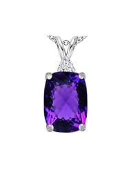 Original Star K (tm) Large 14x10mm Cushion Cut Simulated Amethyst Pendant in 925 Sterling Silver