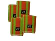 Cotton Dish Cloths (Mandarin Orange with Green Rugby Stripe, 4-Pack)