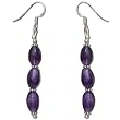 Beautiful Earrings Silver Amethyst Jewelry 2.25 inches (erg117)