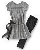 Sweet Heart Rose Girls Pleated Plaid Dress with Leggings