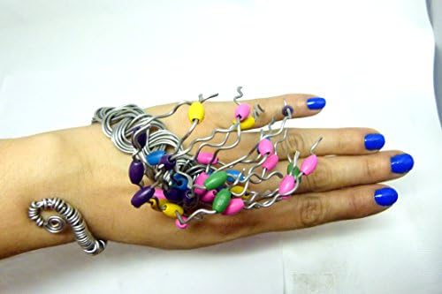 colorful fiesta adjustable chunky cuff , wire wrapped snake design jewelry , long fashion bracelet
