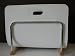 Stylish magazine rack in white leather with wood and chrome legs - Dim 40 x 22 x 33 cm, Weight 2 kgs.