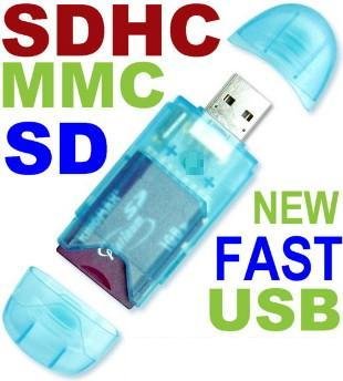 SD SDHC MMC Memory Card Reader USB 2.0 for 256MB, 512MB, 1GB, 2GB, 4GB, 8GB, 16GB Memory Cards!