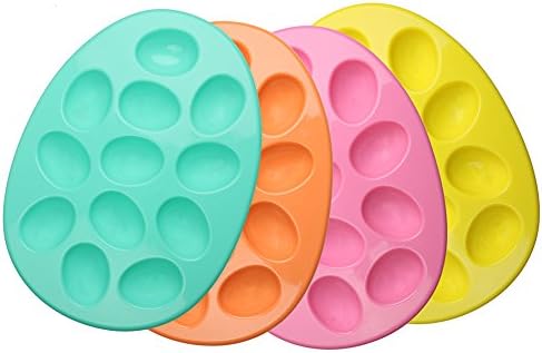Set of 4 Colors - Plastic Egg Platter Serving Tray Party Plate