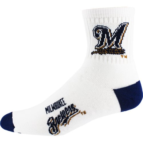 Milwaukee Brewers Men's White 10-13 Cuff Socks