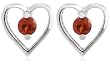 Sterling Silver Garnet Heart Earrings