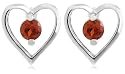 Sterling Silver Garnet Heart Earrings