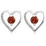 Sterling Silver Garnet Heart Earrings