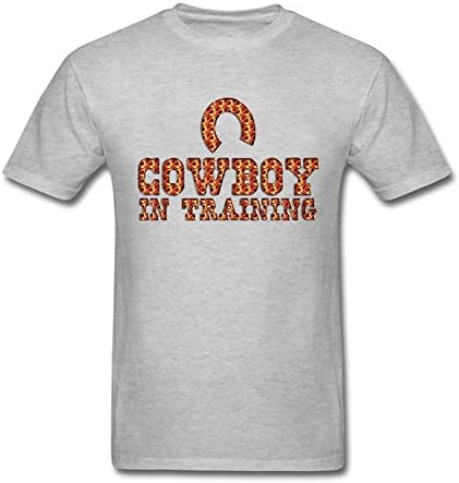 Grey Cowboy in Training Man's Cool Short Sleeve Screw Neck Tshirt M