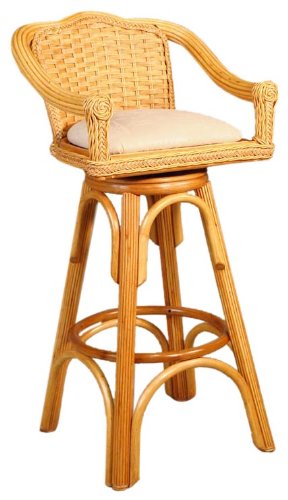 Hansen Korb 3716/CP Rattan-Barhocker Color gebeizt, Kissen bunt, B 54 T 50 H 105 SH 75 cm Preisvergleich