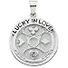 Sterling Silver Lucky in Love Disc Pendant Necklace, 18