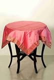 Peach Pink Sari Table linen /tavle cloth / Topper - Custom Made
