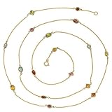 10k Yellow Gold Semi-Precious Multi-Gemstone Station Necklace, 36