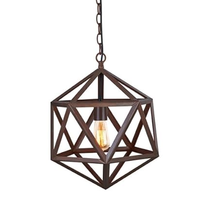 Ohr Lighting® ED273P Edison Polyhedron Large Pendant Light Fixture With Edison Bulb, Matte Black