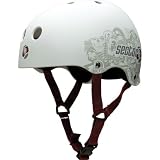 Sector 9 Mosh Pit CPSC Adult Open Face Skateboard Helmet w/ Free B&F Heart Sticker Bundle - White