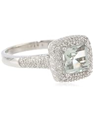 Sterling Silver Classic Green Amethyst Diamond Ring (1/5cttw, I-J Color, I2-I3 Clarity), Size 7