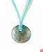 Necklace - N111 - Murano Glass Style - Round Shape ~ Aqua and Copper hung on 5 Strand Organza and Cotton Cord + 2
