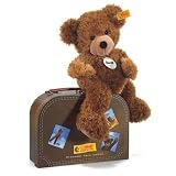 Hannes Teddy bear in suitcase, golden brown