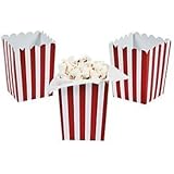 Mini Red Striped Popcorn Boxes - 24 ct