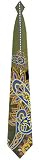 Print Paisley Tie - Olive, Gold