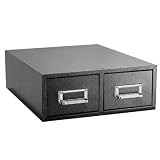 Buddy Products 2 Drawer Card File, Steel, 3 x 5 Inches, Black (1635-4)