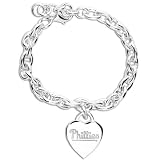 Philadelphia Phillies Ladies Silver Heart Charm Bracelet