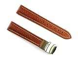 BANDA WYOMING BUFFALO LEATHER FLIP LOCK CLASP DEPLOYANT WATCH BAND CHRONO SPORT DOUBLE RIDGE DESIGN-REAL ITALIAN CALF LEATHER-18 mm HONEY COLOR B000PB0SUG