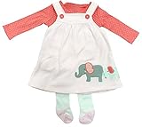 Carter's （カーターズ） ロングTシャツ フリース ジャンパースカート タイツ 3点セット (24M, PINK（象柄）)