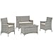 Modway EEI-2212-LGR-BEI 4 Piece Bridge Outdoor Patio Conversation Set, Light Gray/Beige