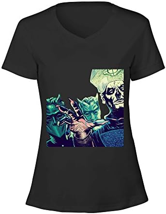 Ninoo Ghost Rock Banf Concert Poster Design V-Neck Tee Shirt for Women Black