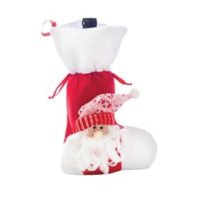 Warm and Cozy Stocking Assortment Wine Bottle Gift bags with plush Snowman and Santa (set of 2) by