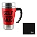 Tera 350ml HOT Stainless Plain Lazy Self Stirring Mug Auto Mixing Tea Coffee Cup Red Office Home Gift Novelty with Tera Dust Cloth