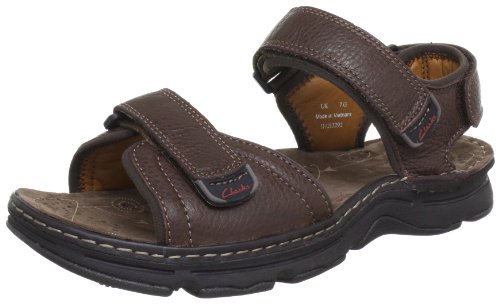 Clarks Mens ATL Part Dark Brown Leather Sandals 8 UK