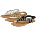 Women's Bamboo by Journee Studded Y-Strap Flat Sandals