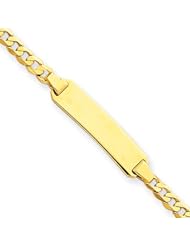 14 Karat Yellow Gold Curb Link ID Bracelet - 7 Inch