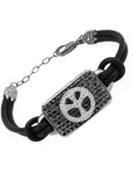 HELLMUTH Synthetic Leather 3.8 CTW Color Black Opaque Diamond and 0.27 CTW Color G-H I1-I2 Diamond Women Bracelet. Total Item weight 16.0 g.