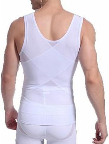 Men lose Weight Abdomen Body Shaper Compression Girdle Belley Vest Adjustable white
