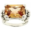 8.5 Gram Emerald Cut Yellow Crystal Ring in 925 Sterling Silver-5.50 Carat