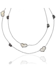 Bling Jewelry Sterling Silver Mother of Pearl Peacock Heart Necklace 40in