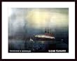 Art Poster Wood Framed Print - Mauretania at Cherbour - Artist: Kenneth Shoesmith- Poster Size: 23 X 30
