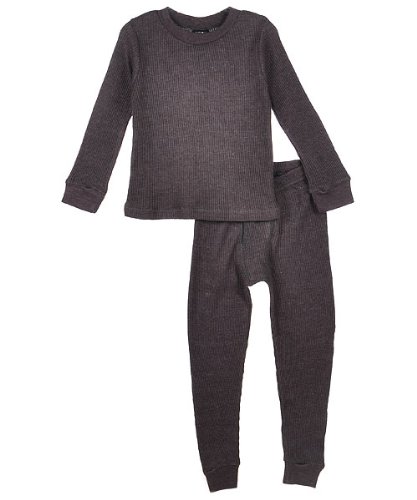 Snozu Basics Boys 2-Piece Performance Thermal Long Underwear (Sizes 12M - 24M) - charcoal, 12 months